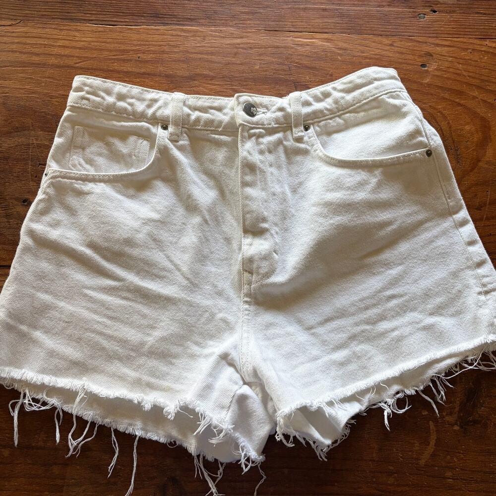 ZARA White High Rise Denim Cutoff Shorts Size 6